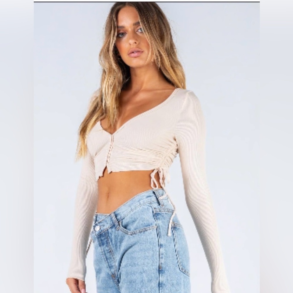 Princess Polly Light Pink Ruched Long Sleeve